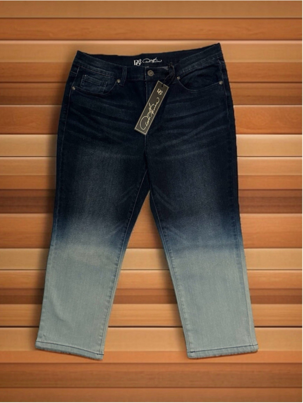 DG2 Diane Gilman Ombre Capri Jeans Womens 14P PETITE 36 X 24 Mid-Rise NWT